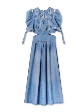 SNIDEL Switching Décolleté Open Denim Dress